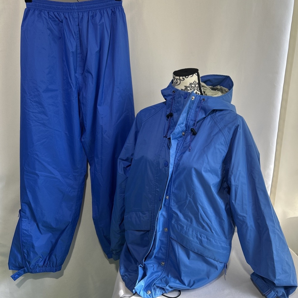 Vintage LL Bean Stowaway Rain Jacket Pants Set Gore-Tex Womens Track Suit Large